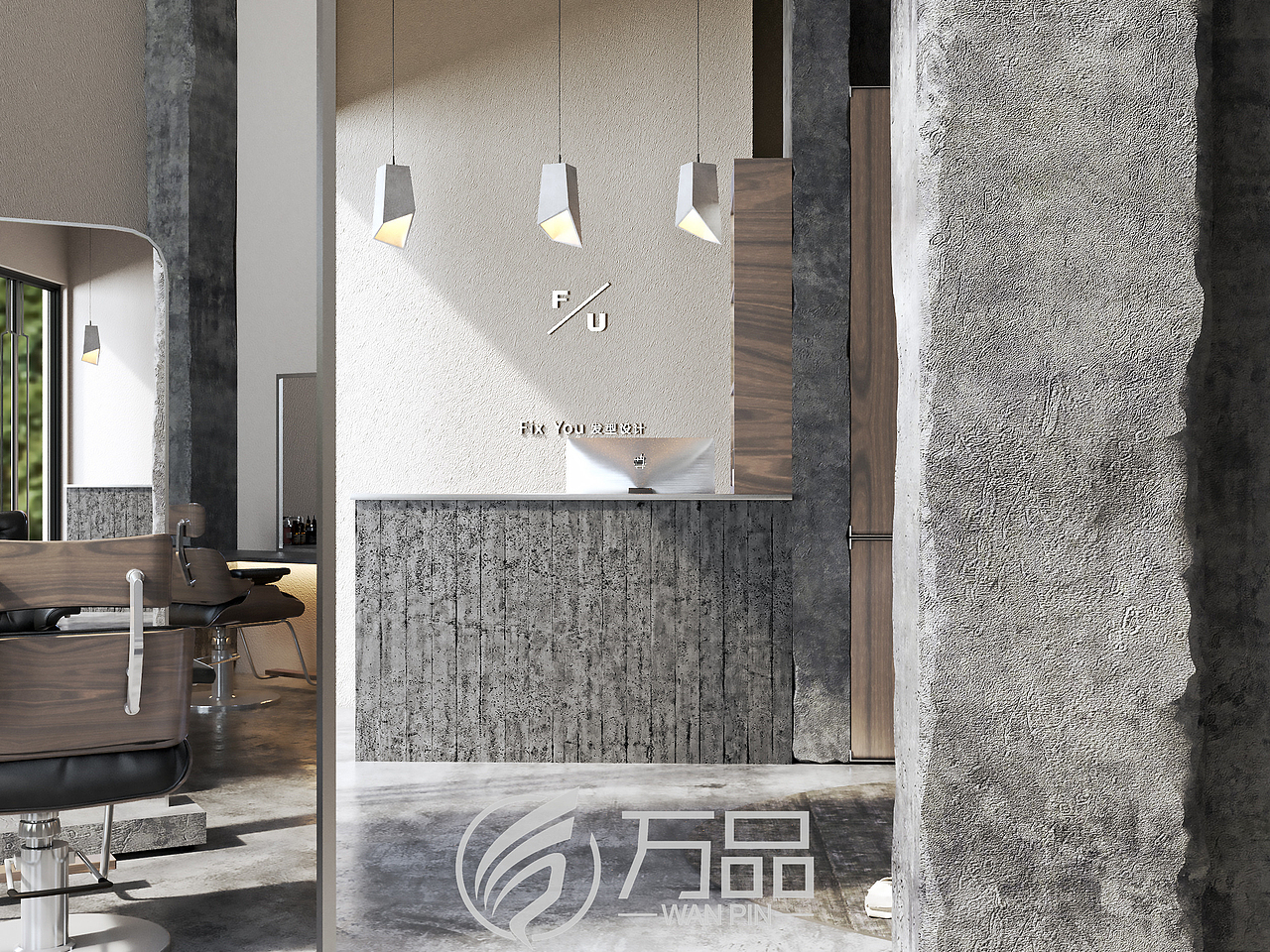 侘寂风美发店丨万品视觉（图ZMjU4NDYyOTI0） - 商业空间设计 - 站酷设计师万品原创素材 - 站酷ZCOOL