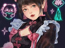 半厚涂人像 水彩风