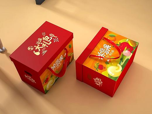 箱盒汇 | ：“缤纷水果”手提水果礼盒包装设计