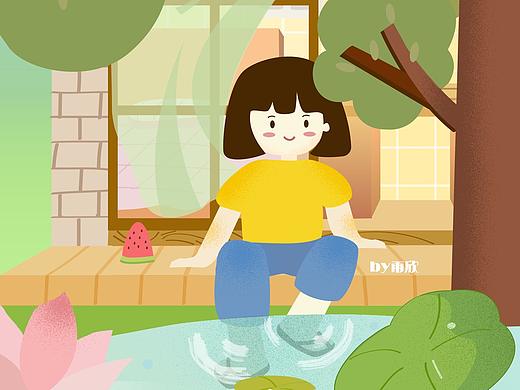 大暑插画（个人主页-ZMjkxMzg4OTY=） - 商业插画 - 站酷设计师雨欣sarah原创素材 - 站酷ZCOOL