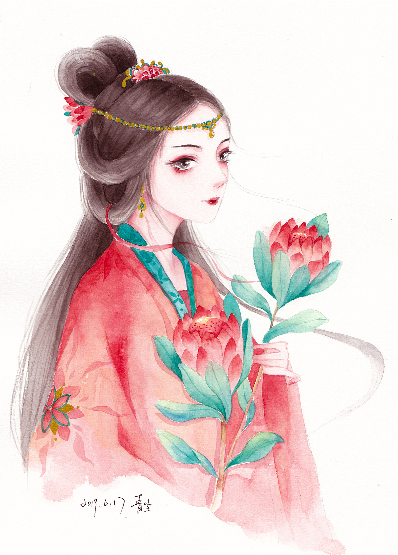 古风水彩——帝王花之女