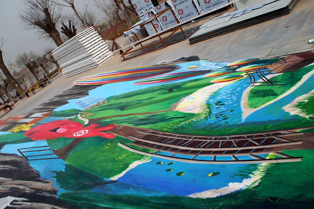 街头地面3d立体画-2011西安世界园艺博览会--天人长安创意自然杜涛