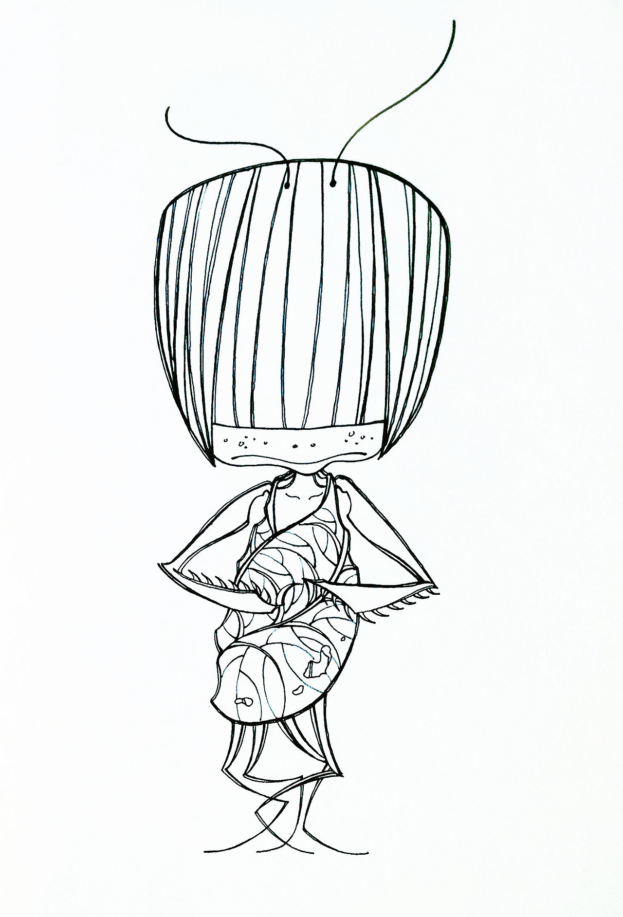 线描人像人设手作小人偶