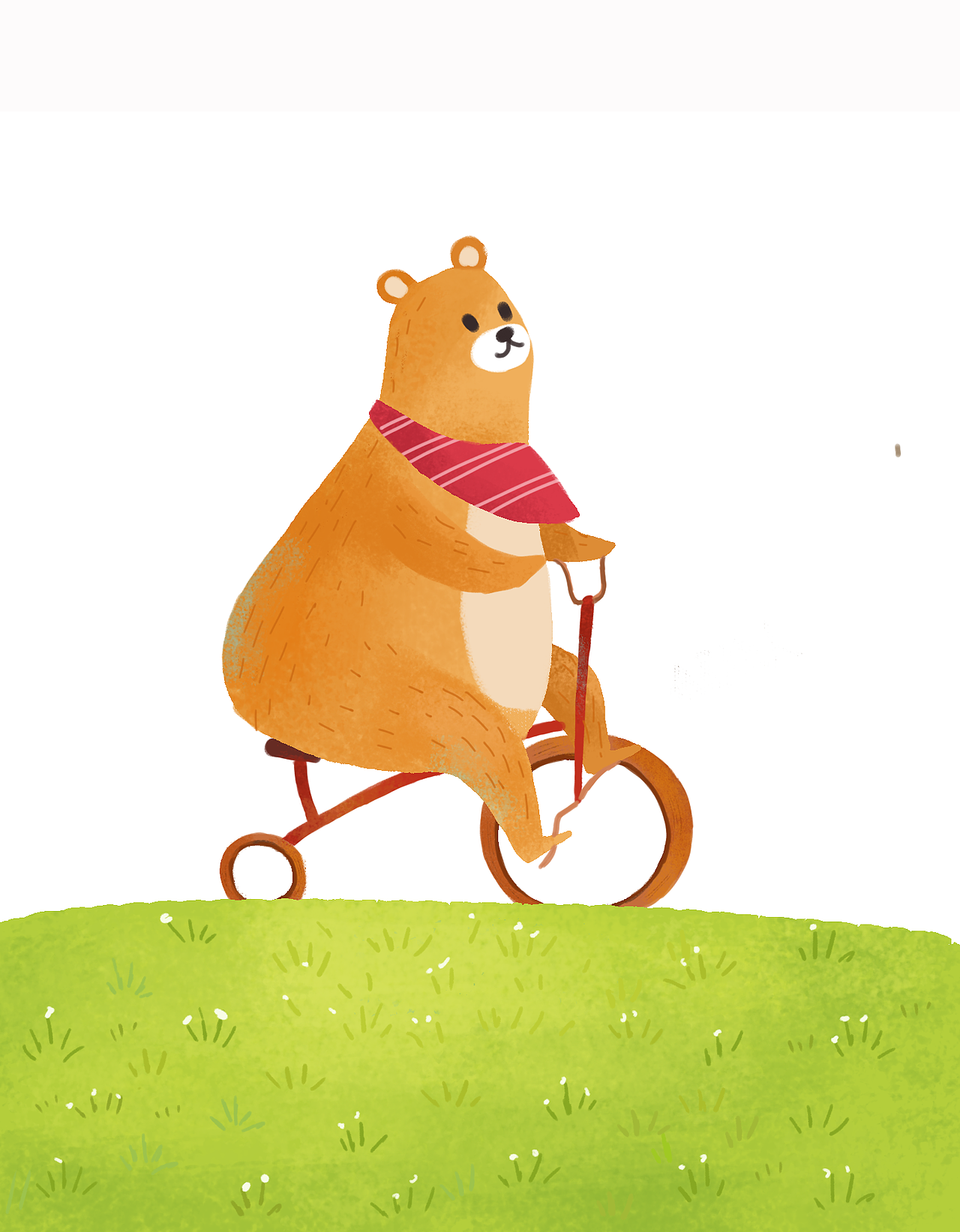 儿童插画小熊骑自行车