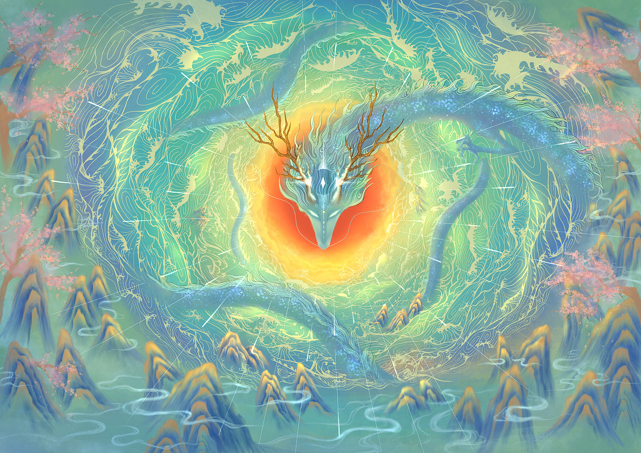 青龙（图ZMzA0NjcwMDY0） - 商业插画 - 站酷设计师伍五壹pro原创素材 - 站酷ZCOOL