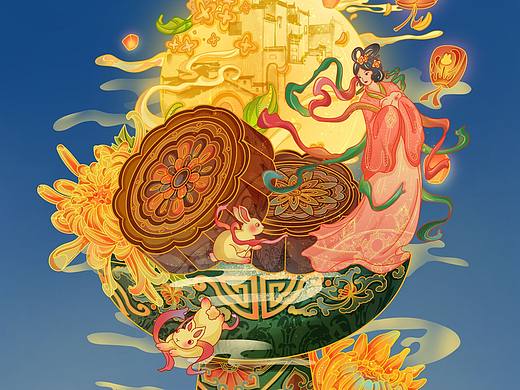 中秋插画【可授权】