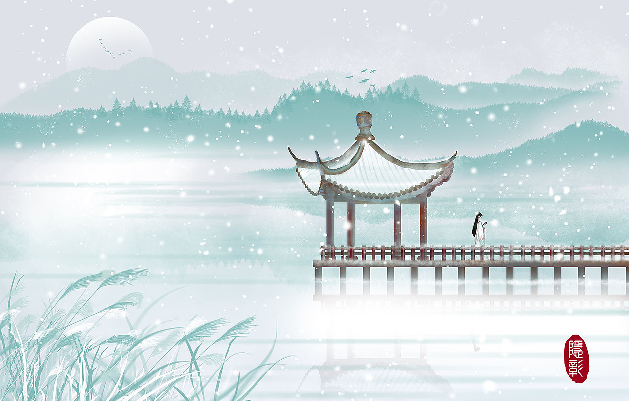 古风意境迎春花连翘春天春分四季24节气水墨古风禅意