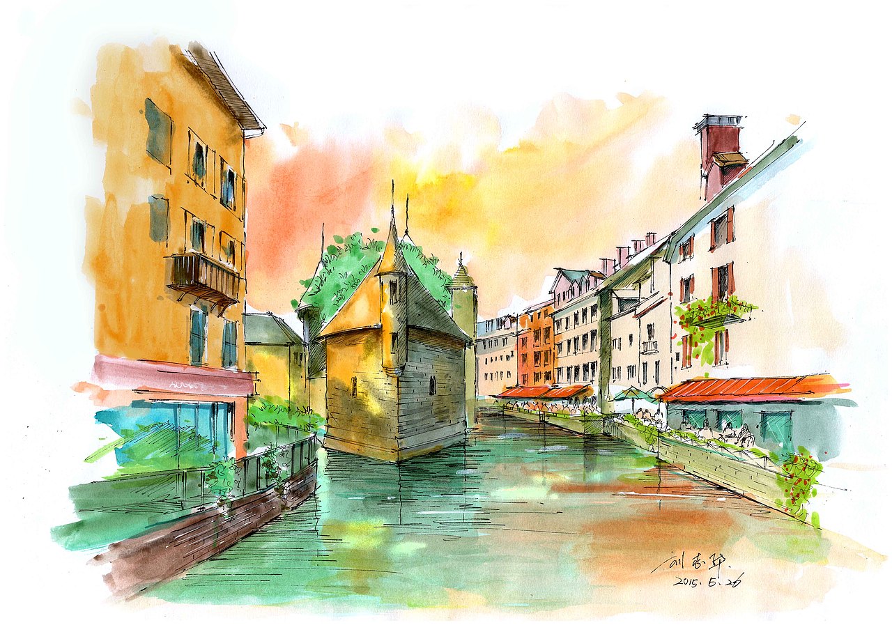 手绘欧洲最美小镇