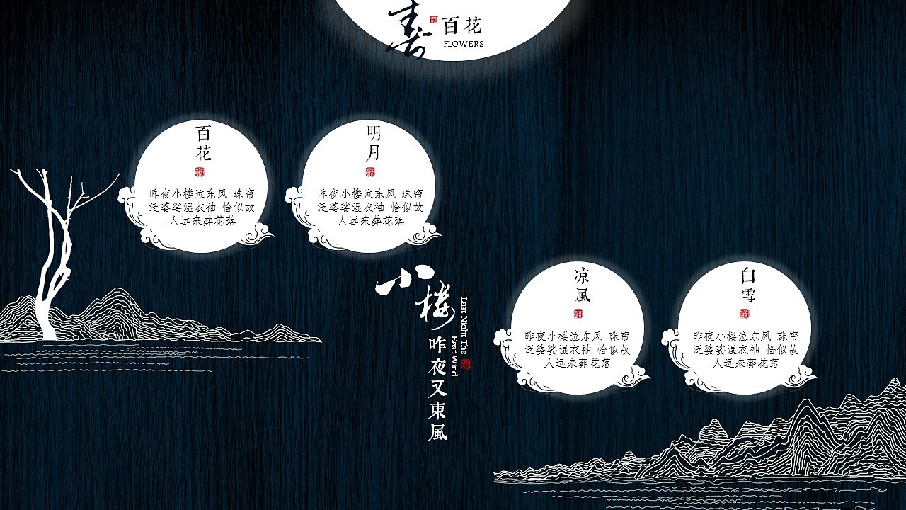 [一茶演示]中秋版 小楼昨夜又东风（图ZNTc1NzAyNDg=） - PPT/Keynote - 站酷设计师ArlenePPT原创素材 - 站酷ZCOOL