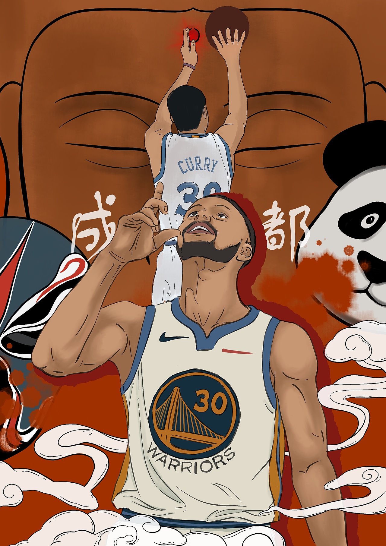 库里中国行系列插画（图ZMzA2ODc5MzI4） - 商业插画 - 站酷设计师许世路原创素材 - 站酷ZCOOL