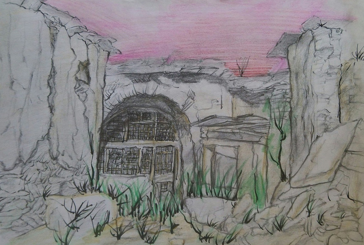 大一的陕北窑洞速写