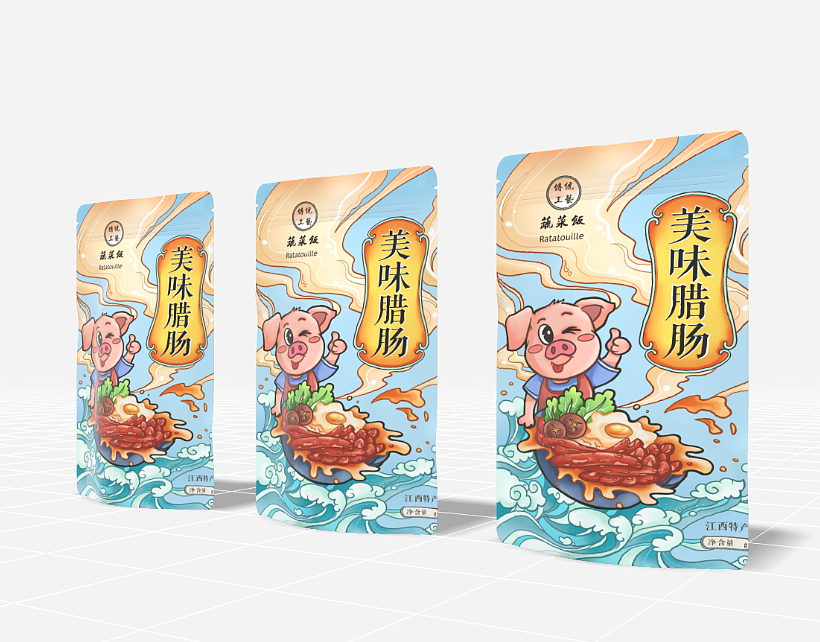 腊肉食品包装袋系列设计（图ZMjk1Nzk3NTk2） - 商业插画 - 站酷设计师蔬菜饭原创素材 - 站酷ZCOOL
