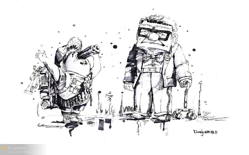 Y_Lovely 《动漫速写集》—— 小黄人 飞屋环游记 天线宝宝 卡通（图ZMTczNTA1NDg=） - 绘画 - 站酷设计师Y_Lovely原创素材 - 站酷ZCOOL