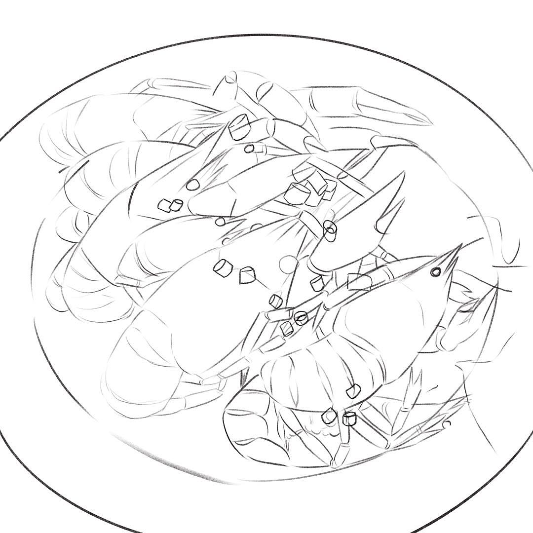原创手绘小龙虾插画