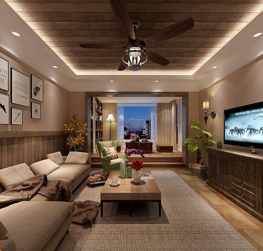 法兰原著130平美式风格三室两厅装修样板间（图ZODUxNzQ2NzI=） - 家装设计 - 站酷设计师美巢装饰花园路店原创素材 - 站酷ZCOOL