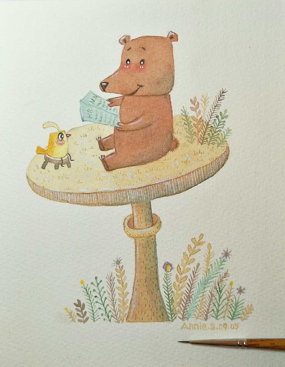 原创水彩手绘呆萌动物系列（图ZOTE0MzM3NjA=） - 儿童插画 - 站酷设计师云小姐吧原创素材 - 站酷ZCOOL