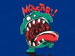 Moster小怪兽系列(二) 儿童滑板定制插画