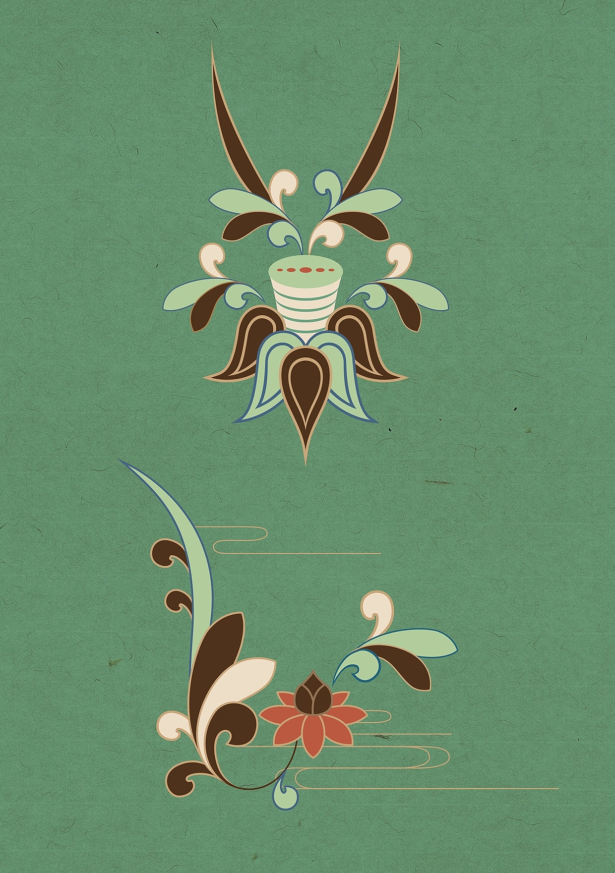 敦煌装饰图案图案设计传统元素佛教艺术《似茶非茶》248雒松敦煌装饰