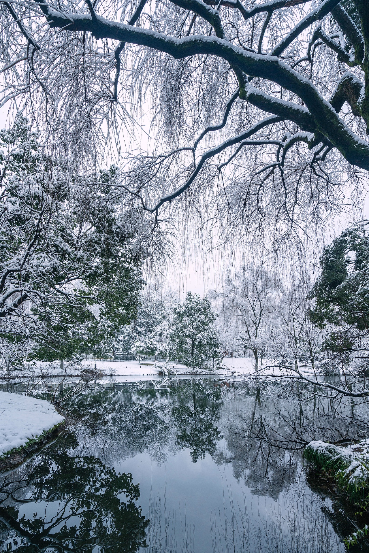 看看古意浓浓的杭州茅家埠雪景吧!