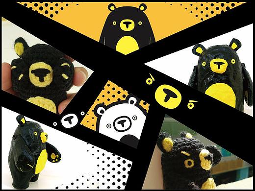 【钩编&纸塑】黑熊卡通形象设计及公仔制作