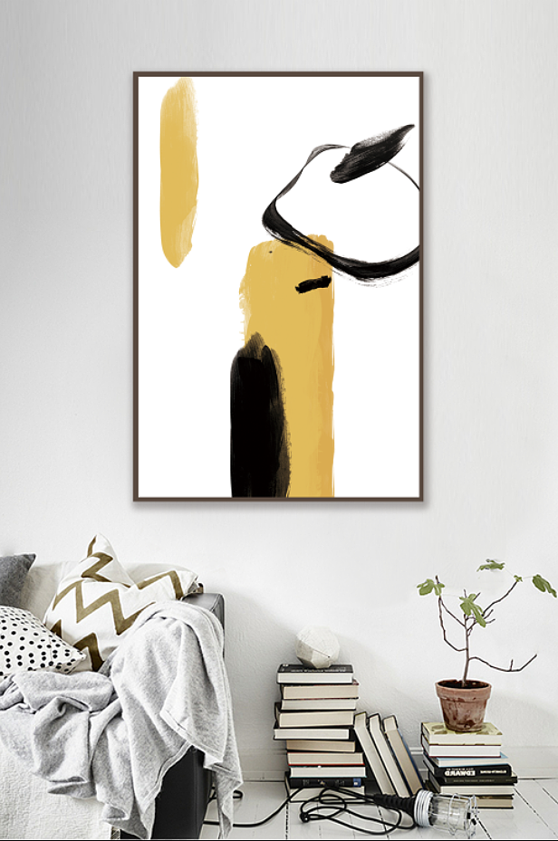 现代抽象水彩墨迹北欧简约装饰画