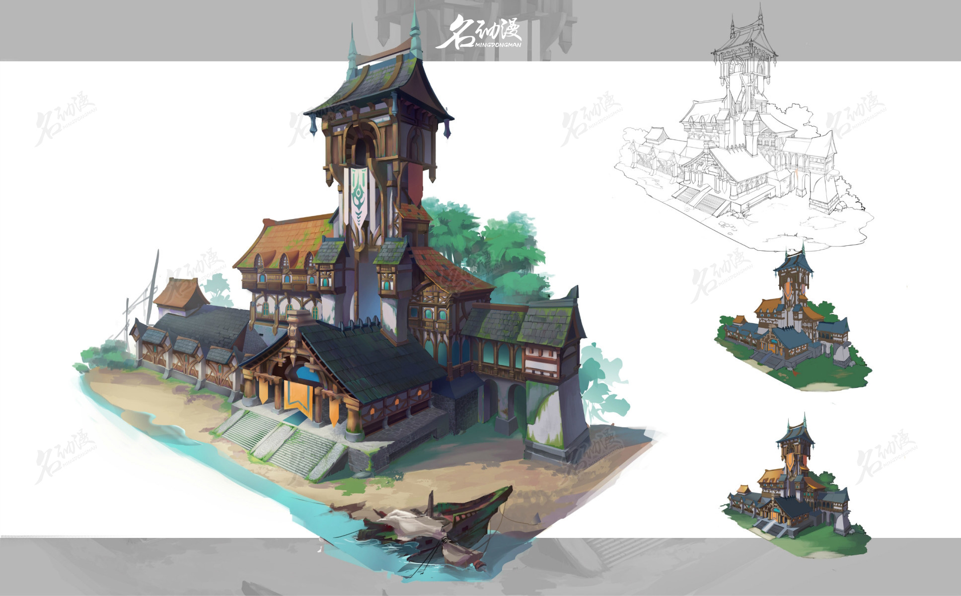 水边韩风建筑设计|其他|其他|名动漫cg数娱 - 原创作品 - 站酷 (zcool