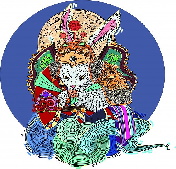 中秋兔爷吃月饼