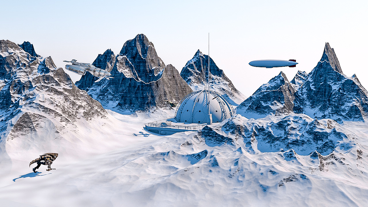 运用c4d制作的外星雪山效果图