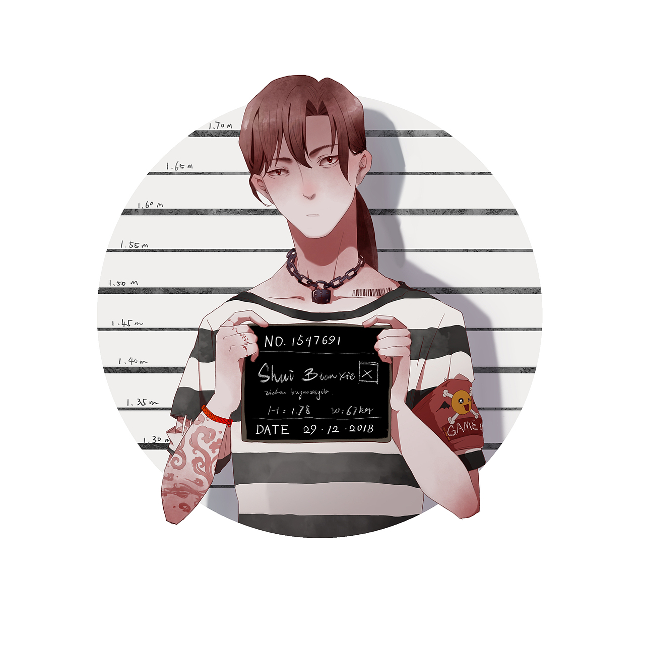 黑白条纹纹身链子（图ZMTQ5OTIzMTQw） - 新锐潮流插画 - 站酷设计师My_Rzydz原创素材 - 站酷ZCOOL