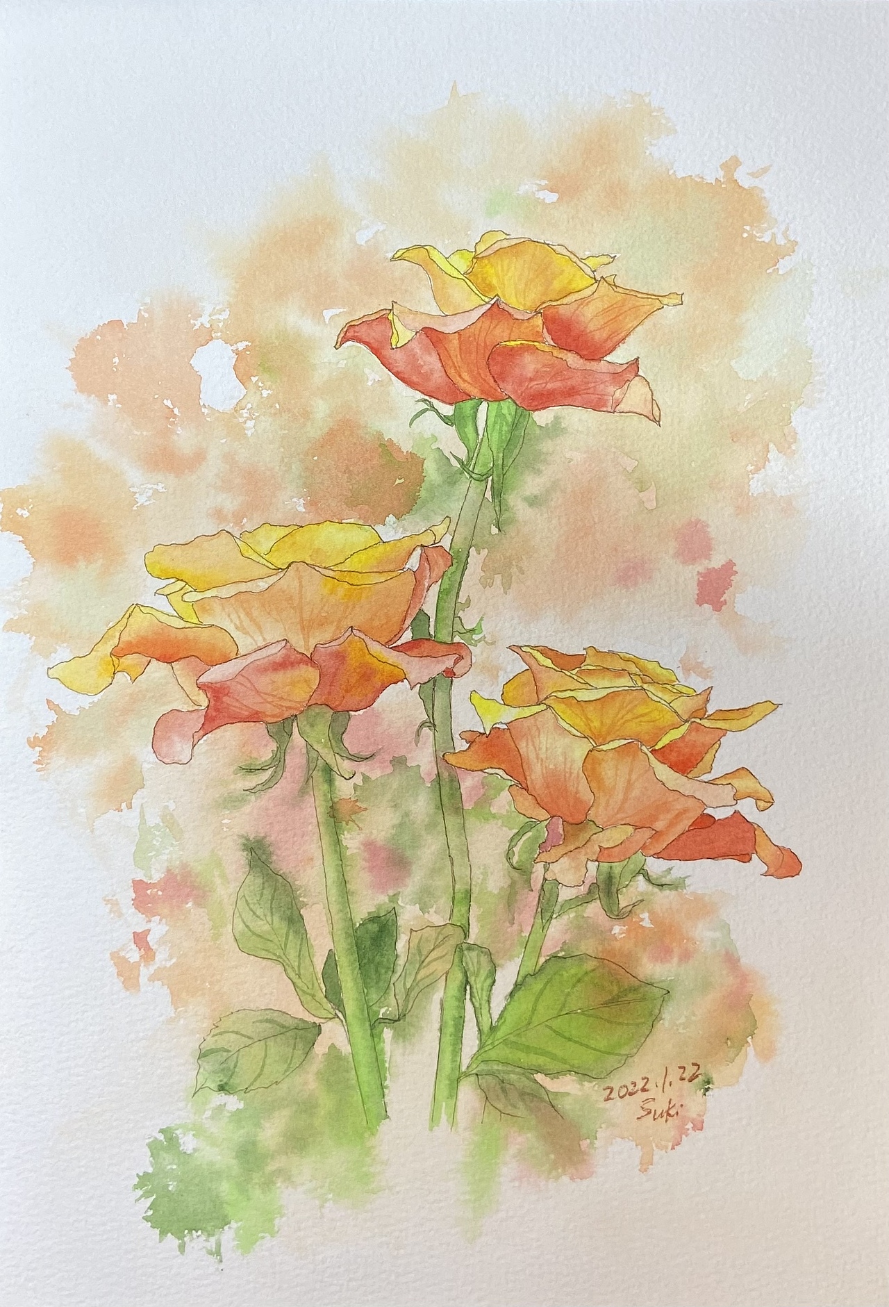 水彩手绘~花卉