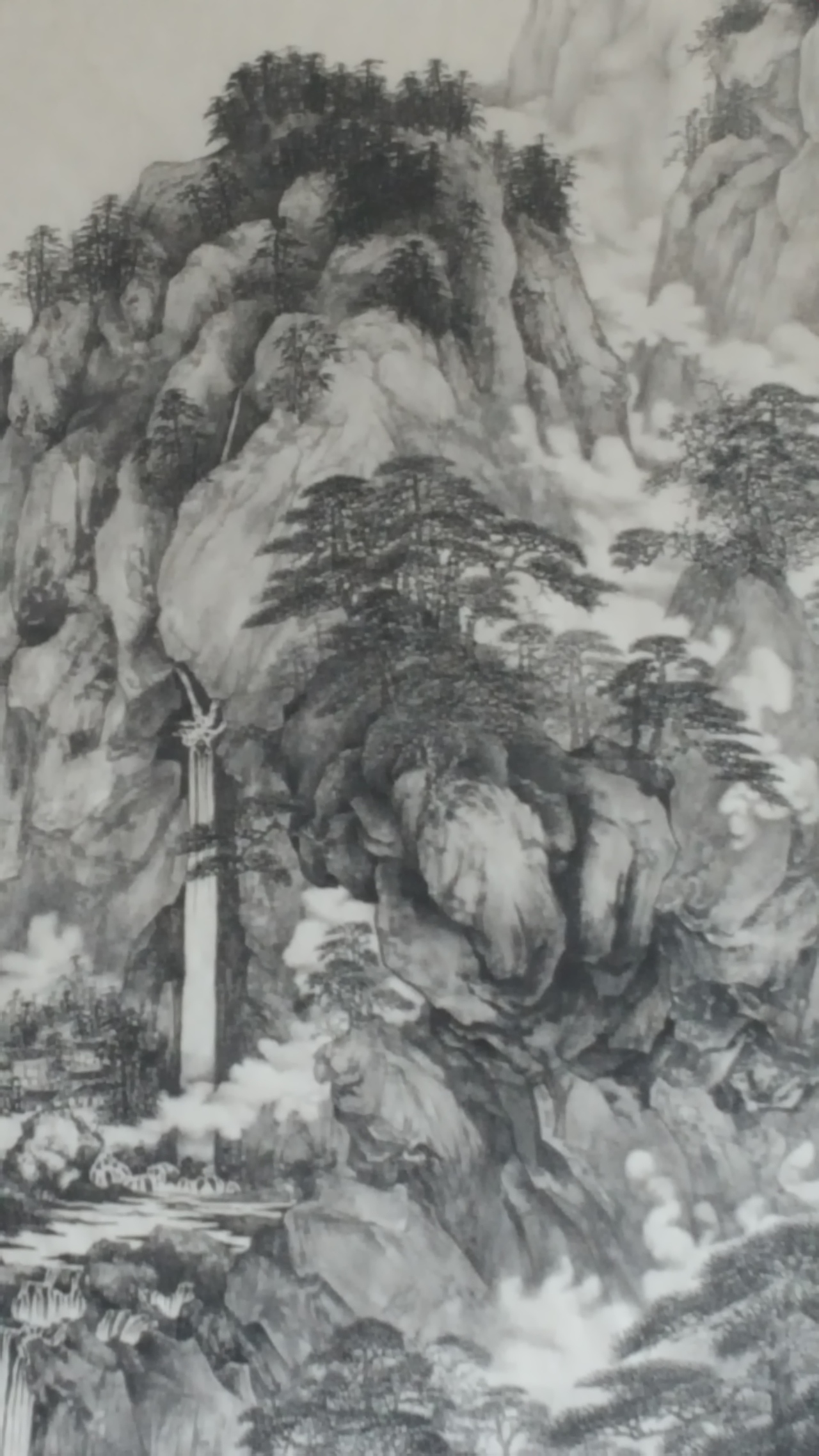 六尺整紙國畫水墨山水創作