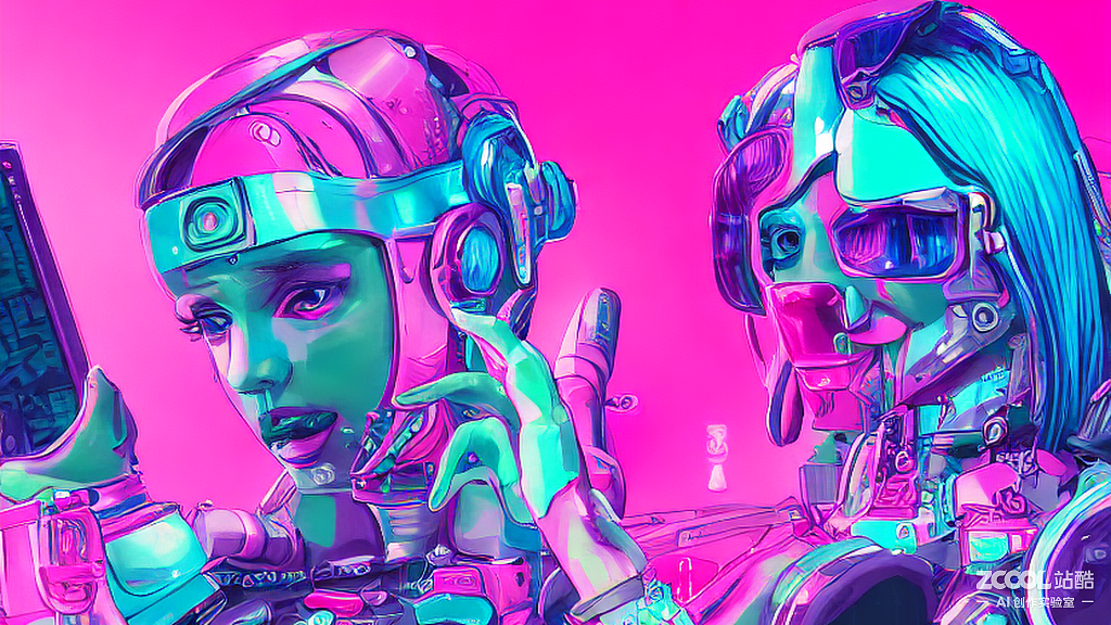 #AI创作实验室#人像，蓝，粉，青（图ZMzE4NzM5NTQ4） - AI作品 - 站酷设计师Jackson21原创素材 - 站酷ZCOOL
