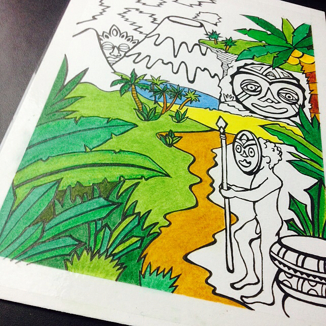 豆腐先生疯狂原始人手绘彩铅插画