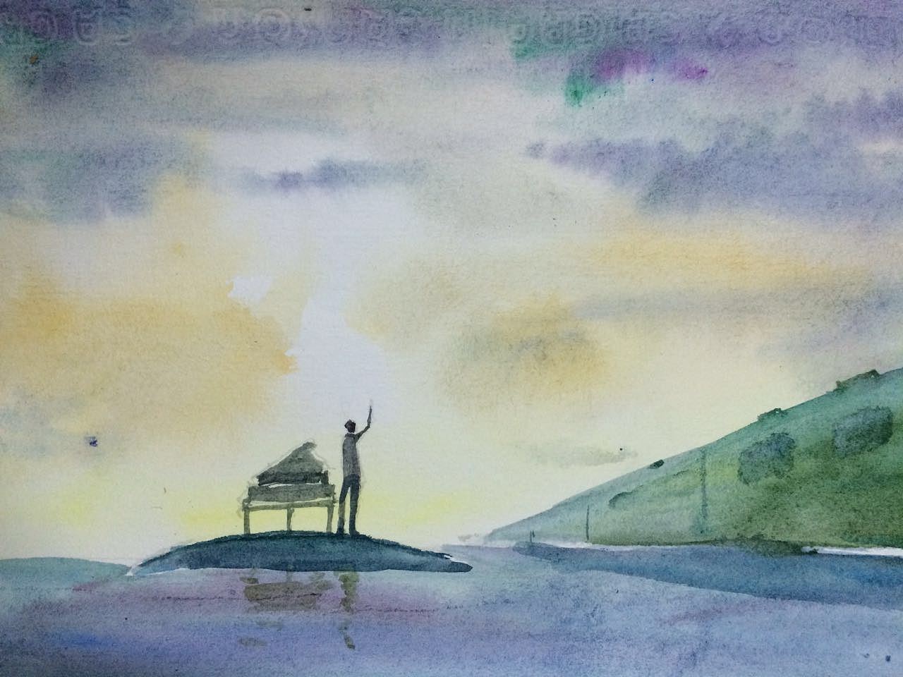 傍晚的时候,天空已经有了点醉意,混混沌沌,模模糊糊。
钢琴师下了火车,这便是他要转站的地方。