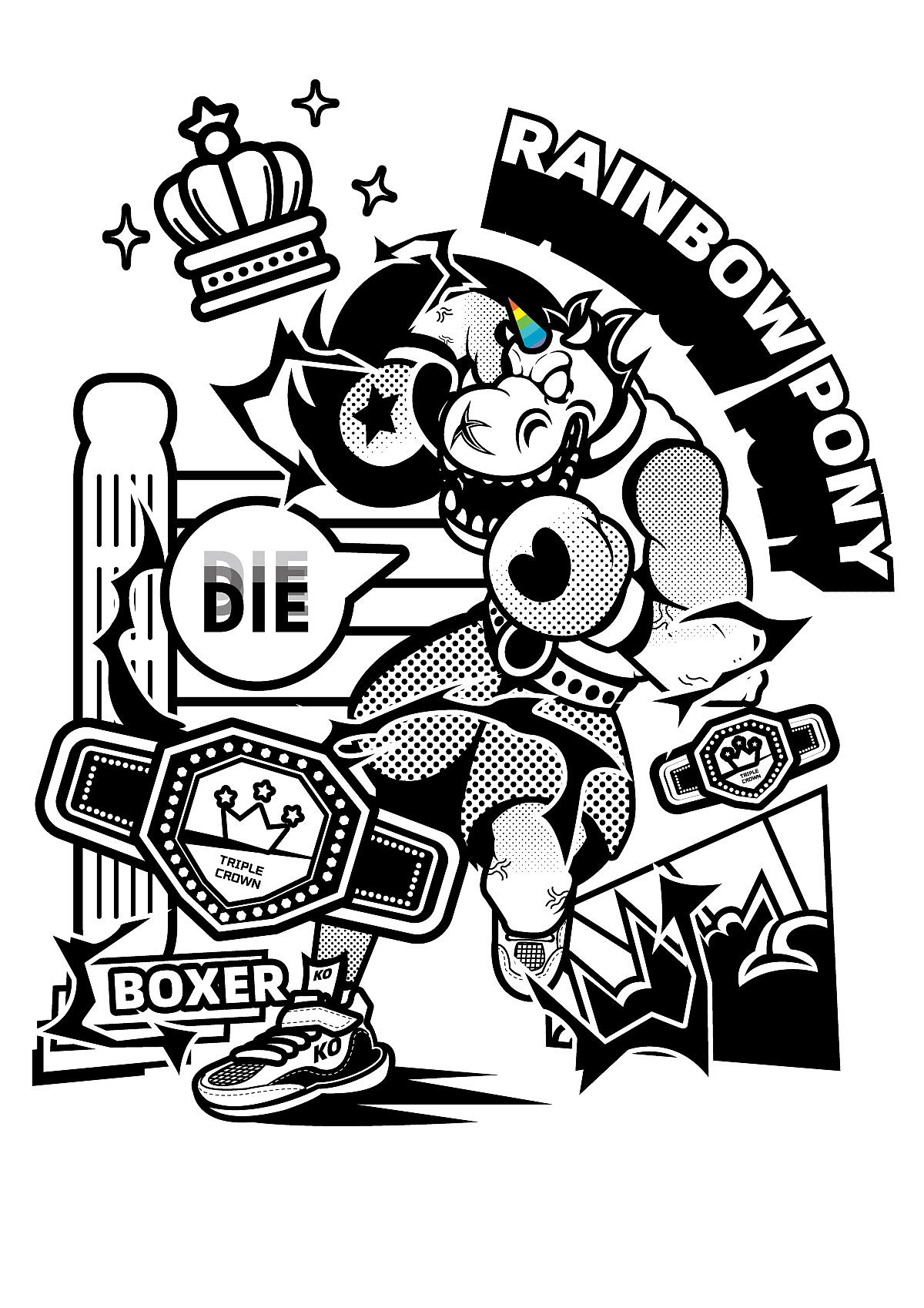 彩虹独角兽潮流矢量插画