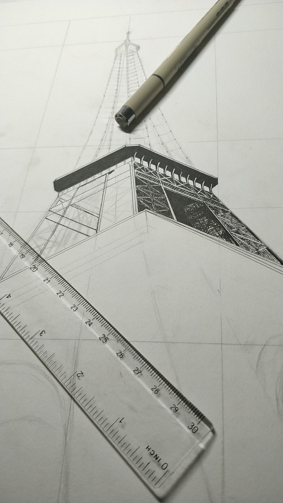 钢笔画埃菲尔铁塔