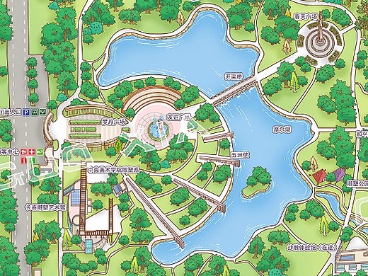 长春世界雕塑公园手绘地图绘制