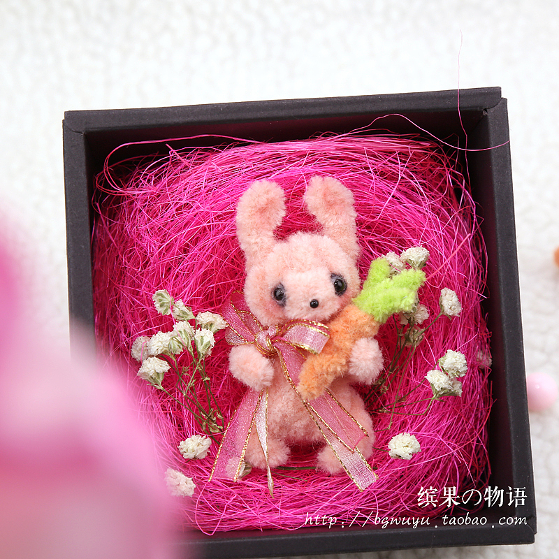 扭扭棒 桃粉兔 手工成品制作