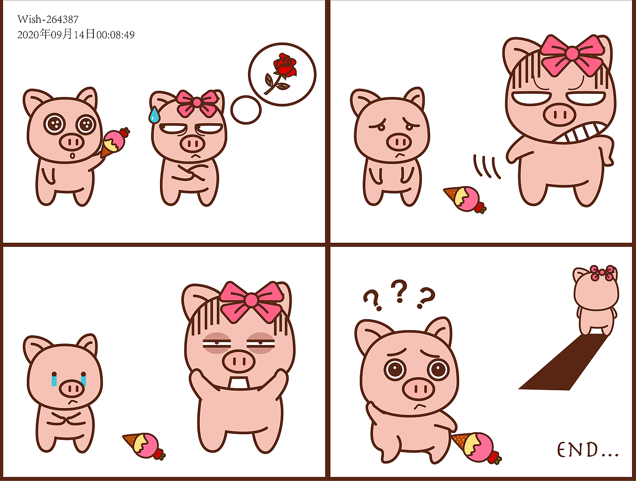 四格小故事（圖ZMjI1MDM1MTA0） - 藝術(shù)插畫 - 站酷設(shè)計師潮汕小豬仔原創(chuàng)素材 - 站酷ZCOOL