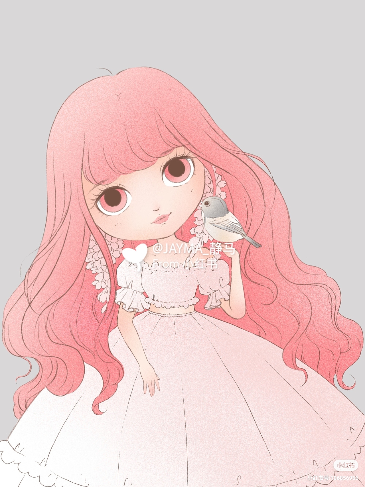 【插画】花与少女系列-樱花（图ZMjAzNDE1MjY4） - 商业插画 - 站酷设计师JingMa_静马原创素材 - 站酷ZCOOL