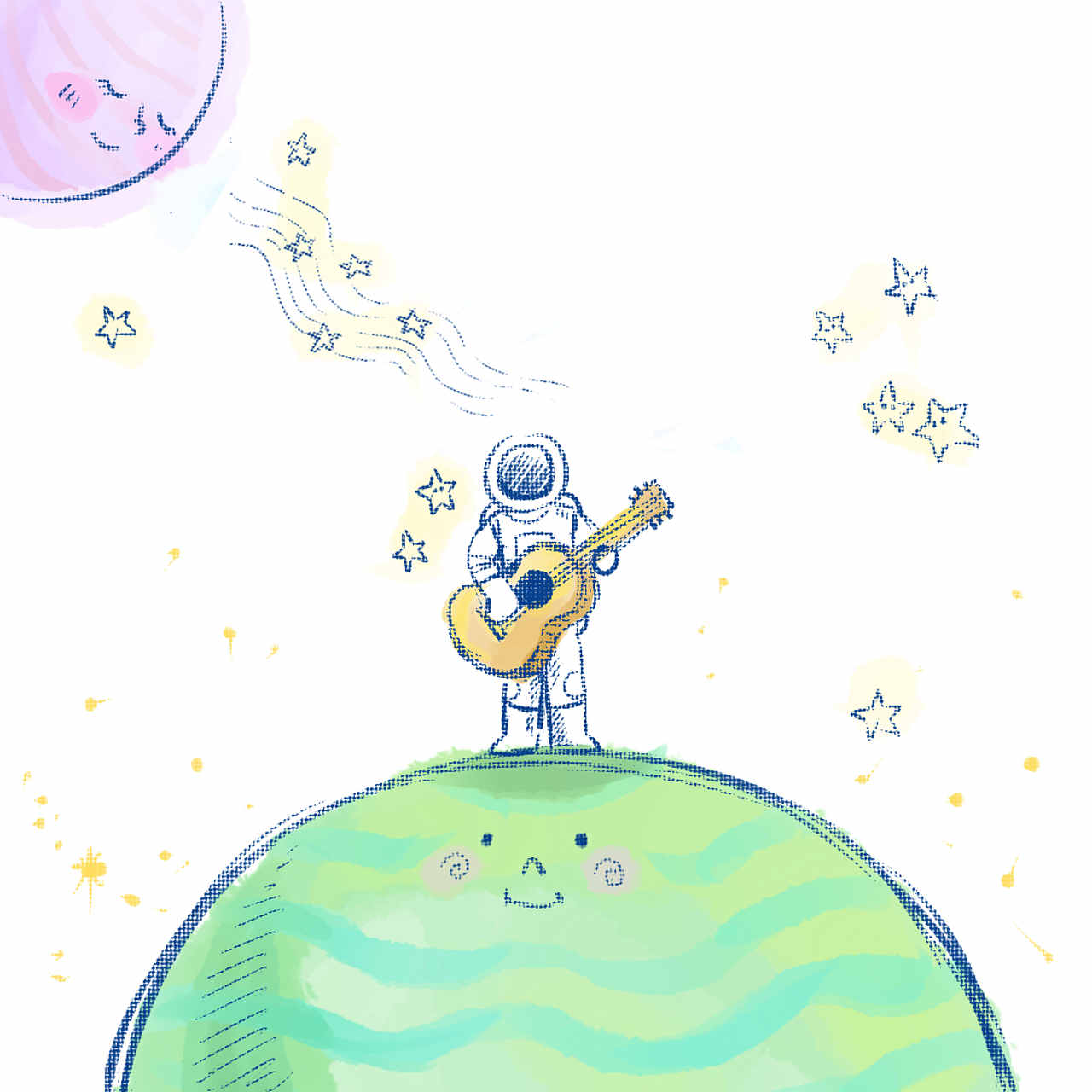 插画-星球与宇航员的故事（图ZNzU0MDU2NTY=） - 商业插画 - 站酷设计师ITISOK原创素材 - 站酷ZCOOL