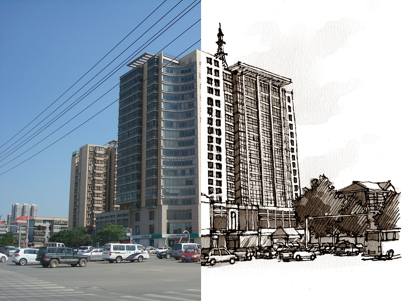 手绘邯郸建筑之对比【一】|纯艺术|绘画|画设计 - 原创作品 - 站酷