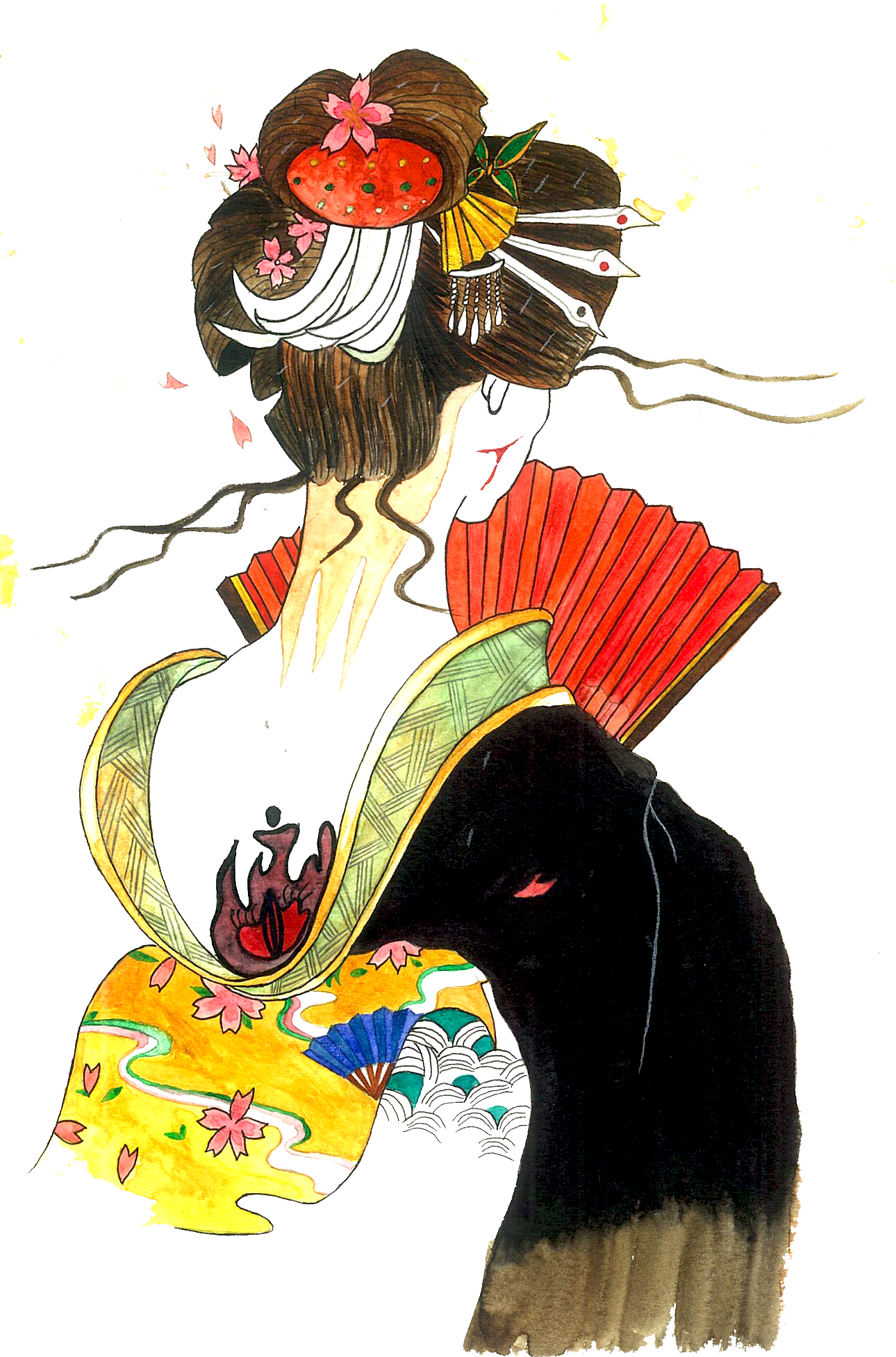 日本艺妓漫画壁纸图片