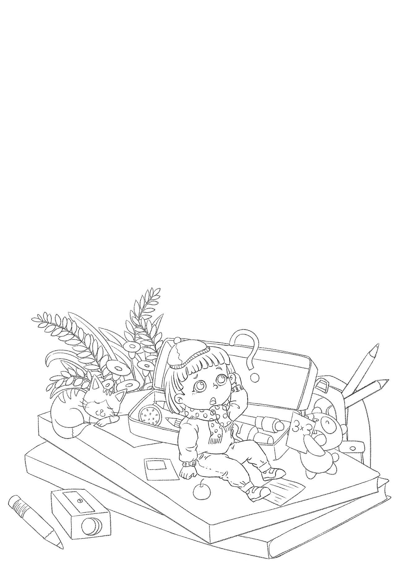 儿童练习册封面图 线稿