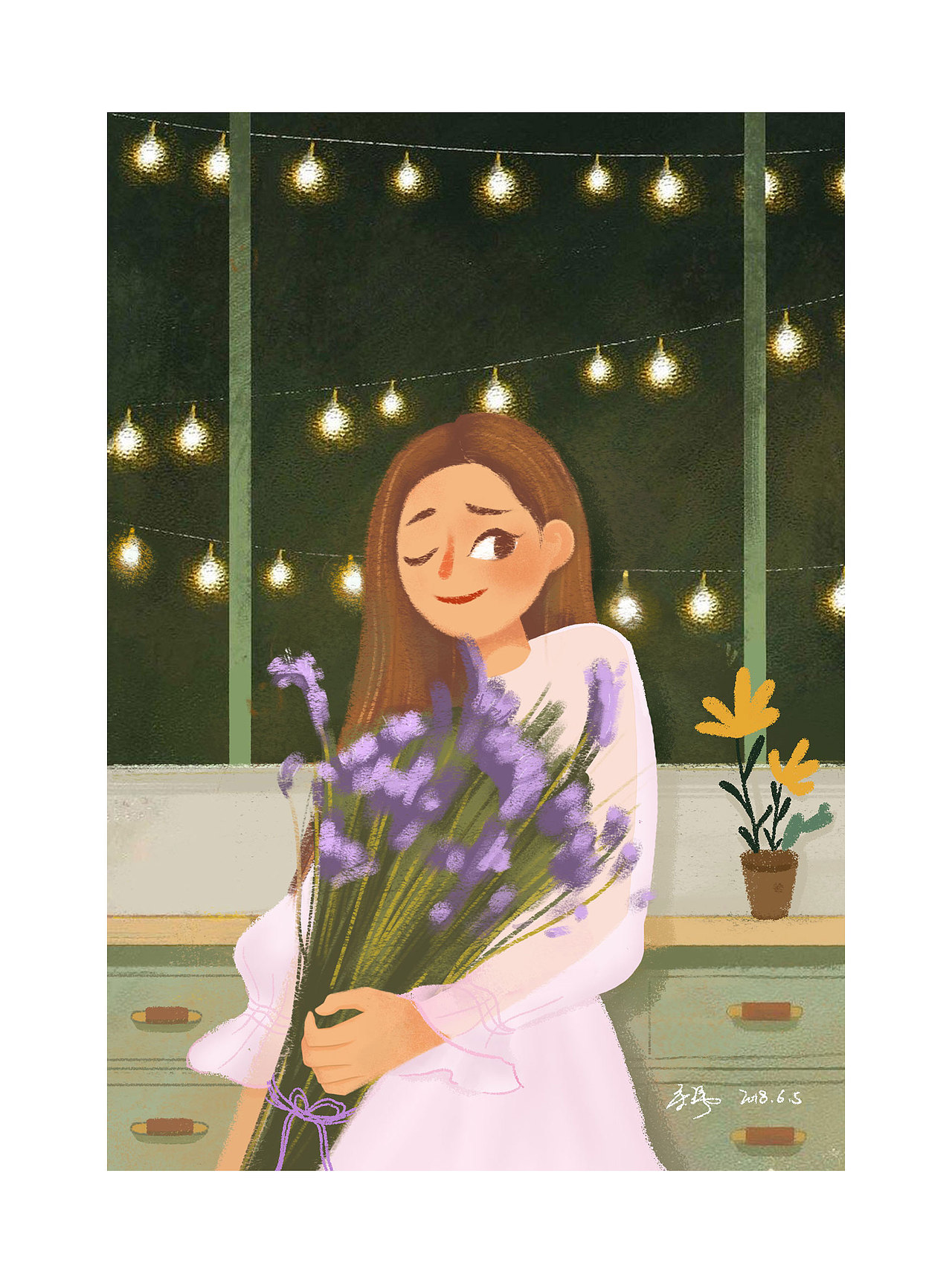 捧花女孩|插画|创作习作|yy福气_原创作品-站酷zcool