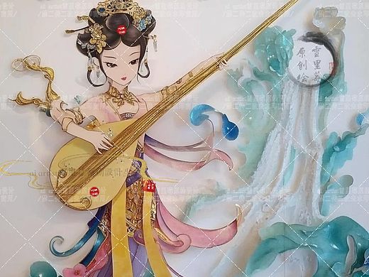 一组古风敦煌飞天非遗皮影纸片美人形象设计