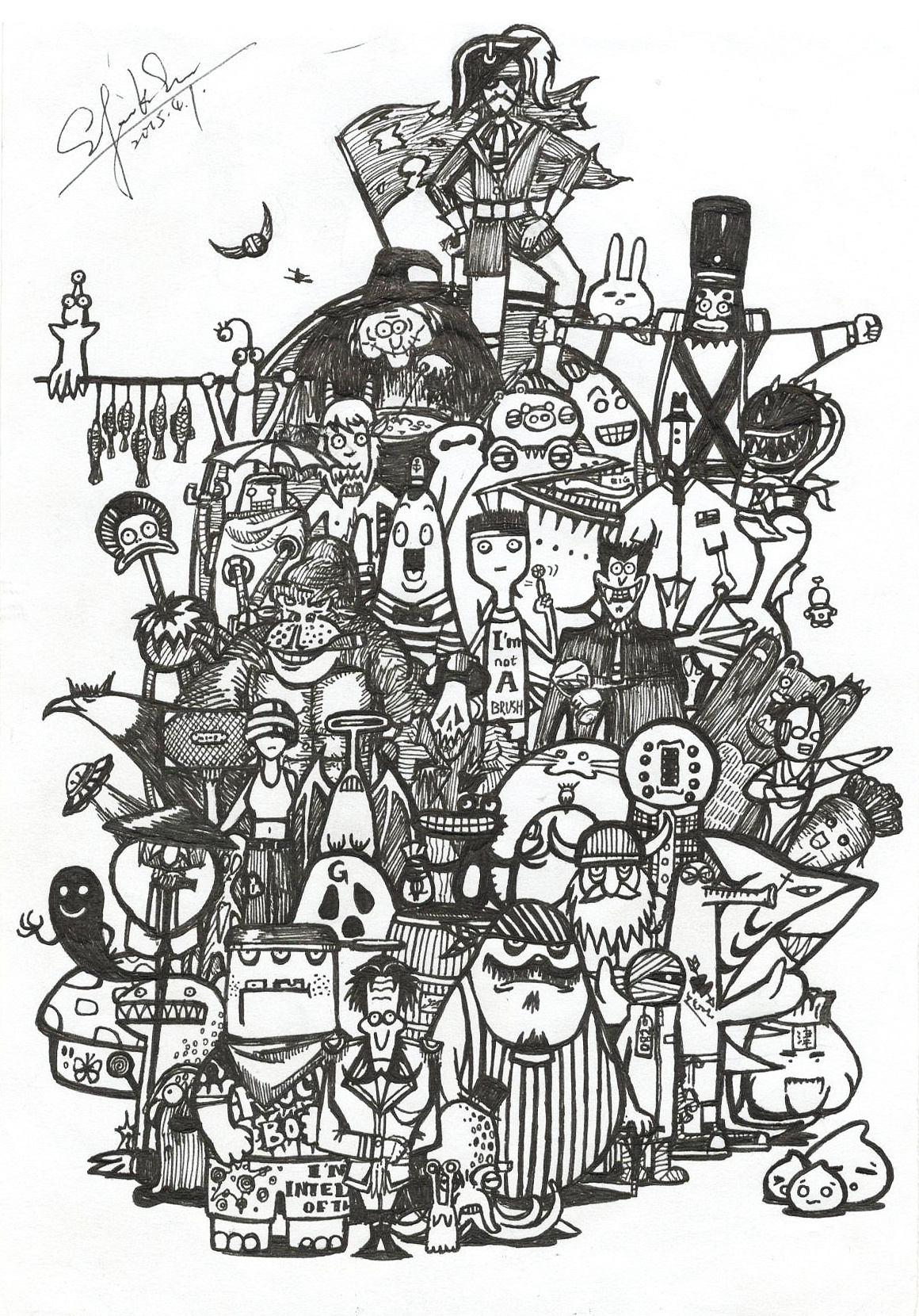 【黑白插画-群像系列】01