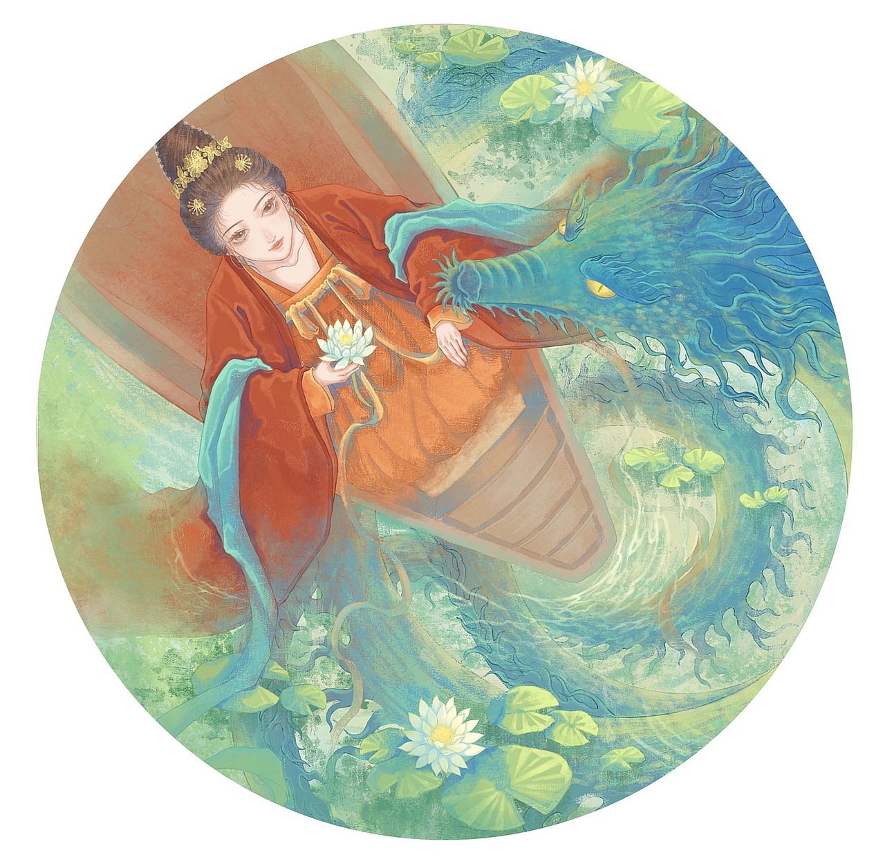 《游湖》（图ZMzQ5MDkzNjA4） - 商业插画 - 站酷设计师桃花心木zq原创素材 - 站酷ZCOOL