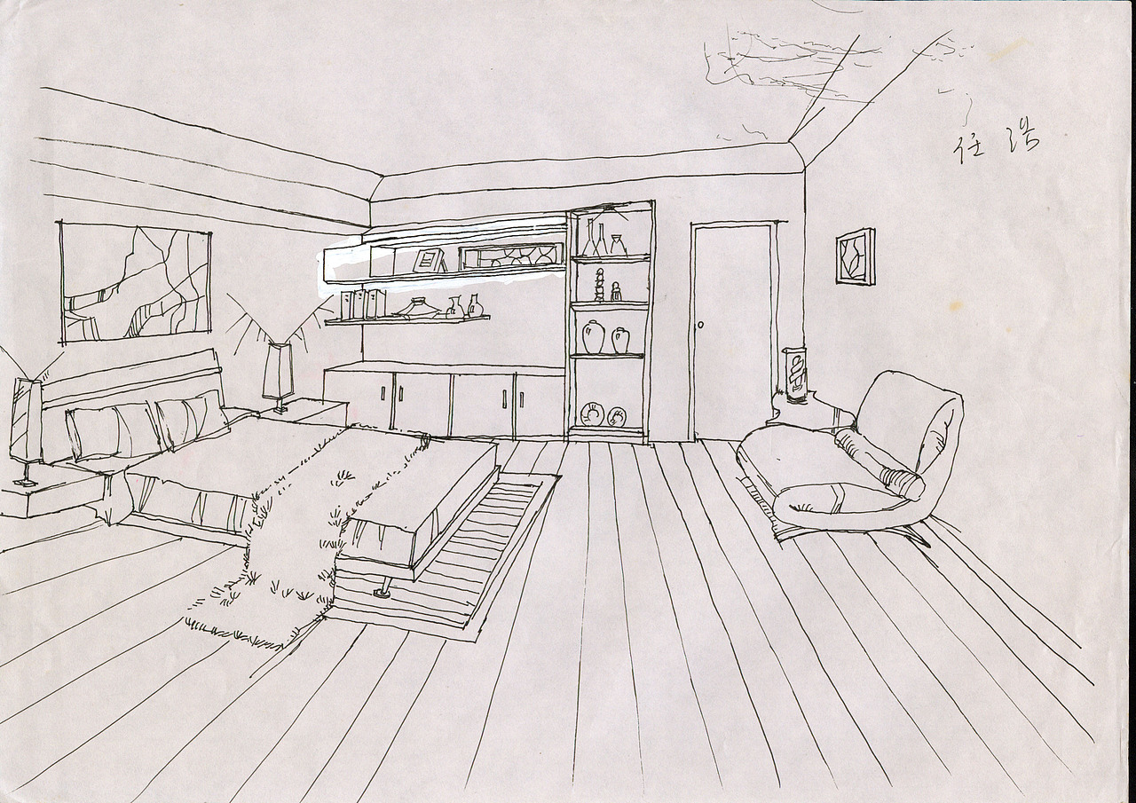大学时期的室内手绘速写