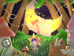 儿童插画 抓到月亮啦